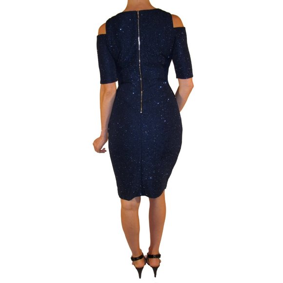Eliza J Sparkle Knit Cold Shoulder Sheath Dress - Picture 3 of 4